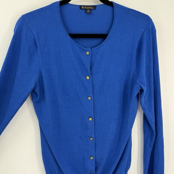 Brooks Brothers Cardigan Sweater Royal Blue Cotton Tiny Buttons M - Picture 2 of 7